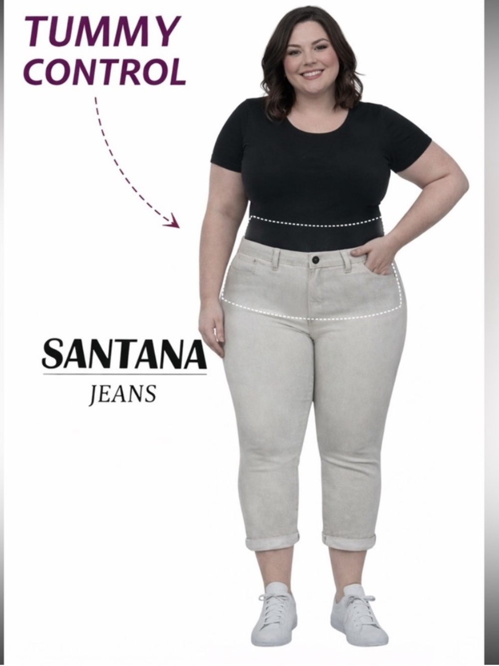 ☀️NWT Santana Jeans Tummy Control Capris Off White 18